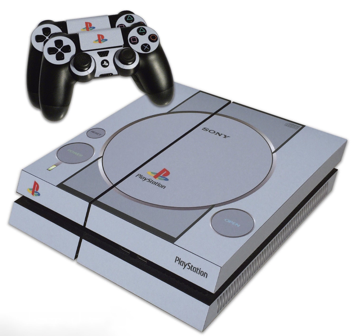 Download PS4 Skin EXCLUSIVE Grey Retro Playstation One PS1 Skin with 2