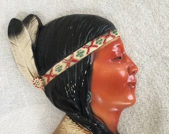 Native Beauty Chalkware Wall Plaque