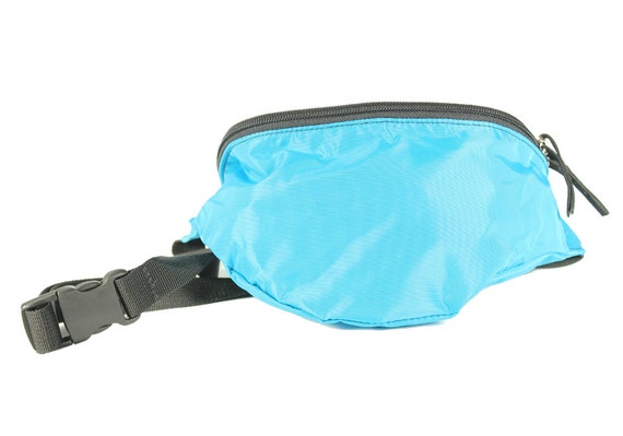 Neon Blue Fanny Pack Hip Bag made from nylon packcloth with