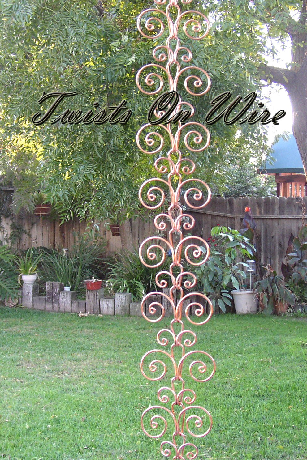 8 ft Solid Copper Swirl Rain Chain Kusari Doi Feng Shui