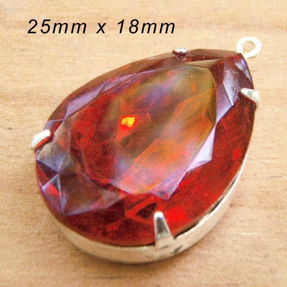 red glass teardrop pendant jewel available at weekendjewelry1 on Etsy