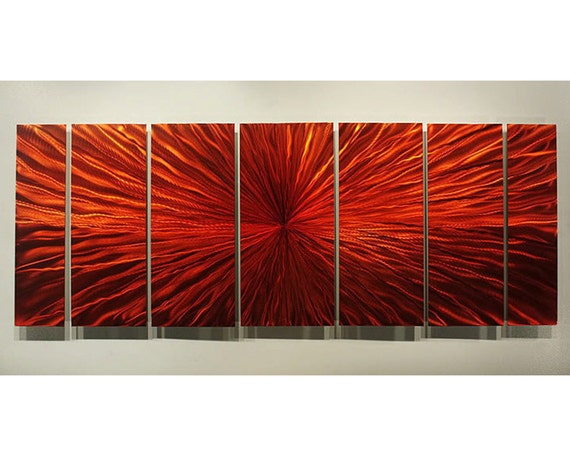 Bright Red Modern Metal Wall Art Large 3D by JonAllenMetalArt