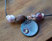 Forever Hidden Message Enamel Pendant Necklace - Inspirational Jewelry, Boho, Flowers, Reversible
