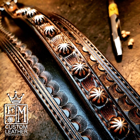 Leather Wrist Cuff Black distressed Traditional American Cowboy techniques ROCKSTAR Bracelet made for YOU in NYC by Freddie Matara