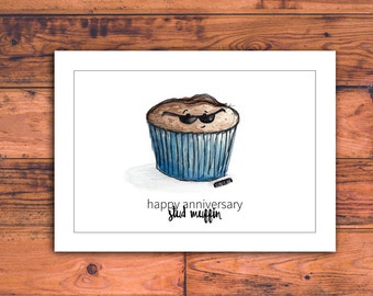 Printable Anniversary Card for Him, Stud Muffin, Funny Anniversary Card, Husband, Boyfriend, Baker, Anniversary Card, Download, Printable