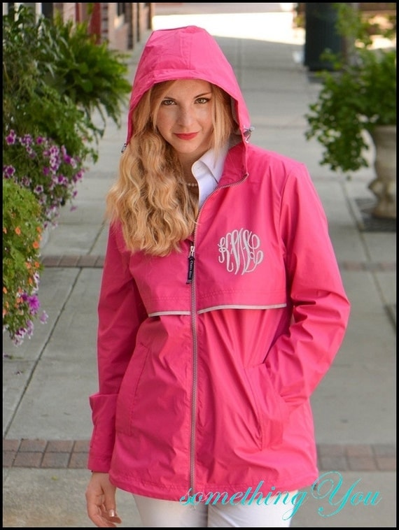 Hot Pink Monogrammed Rain Coat Jacket Personalized Hot Pink