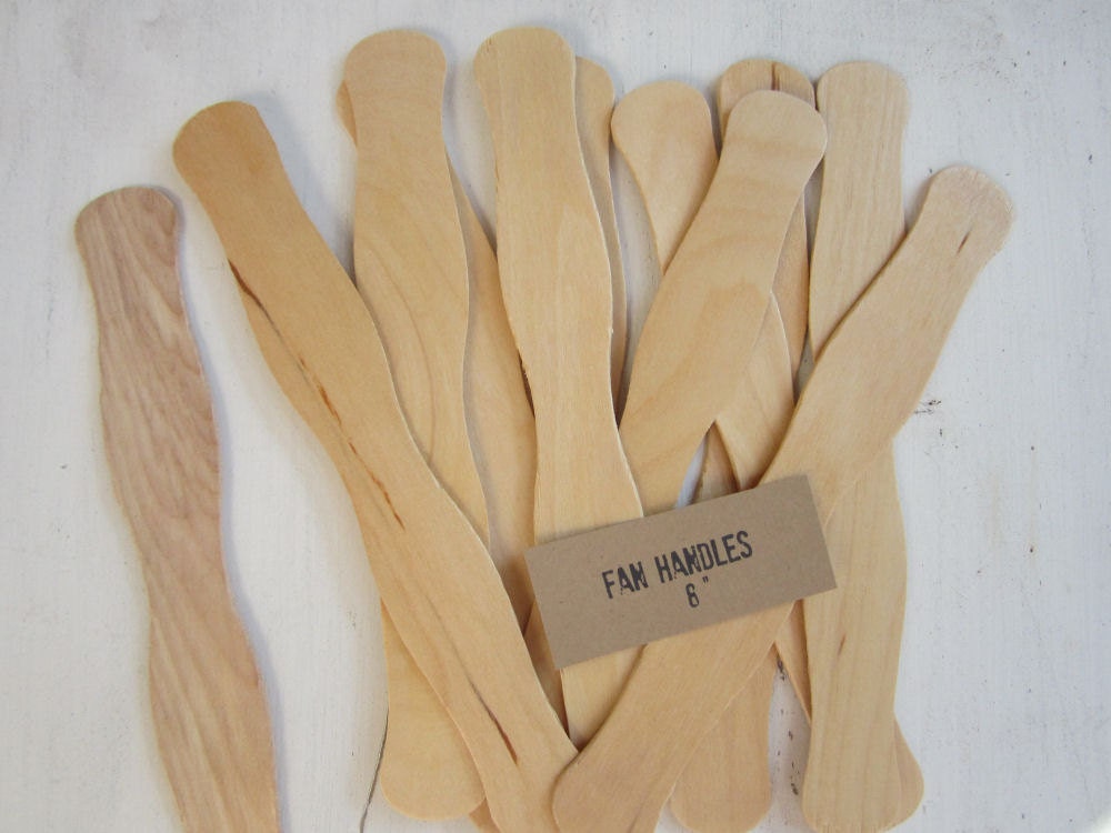 50 DIY Program Fan Sticks Wavy Wooden Fan Handles Wedding