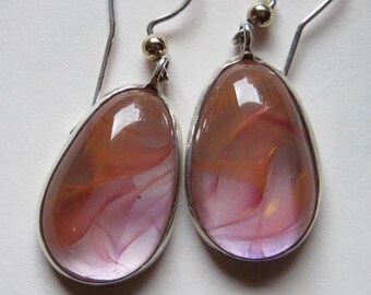 beautiful Hand Made Lamp Work Glass - Sterling Silver earrings ......... E845