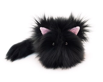 stuffed animal cat black and white