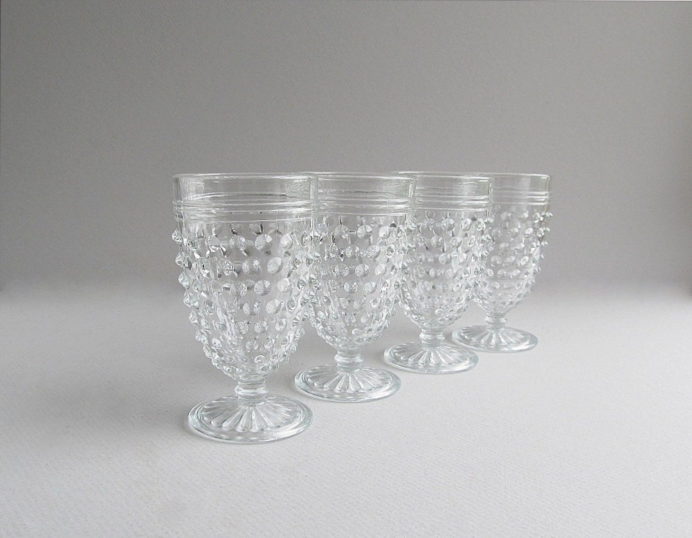 Vintage Hobnail Glasses Clear Hobnail Juice Glasses