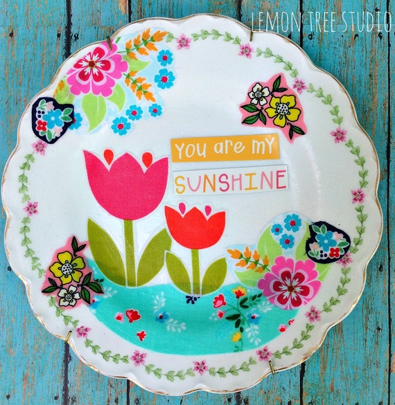 Items similar to You are my Sunshine Vintage Plate Art on Etsy