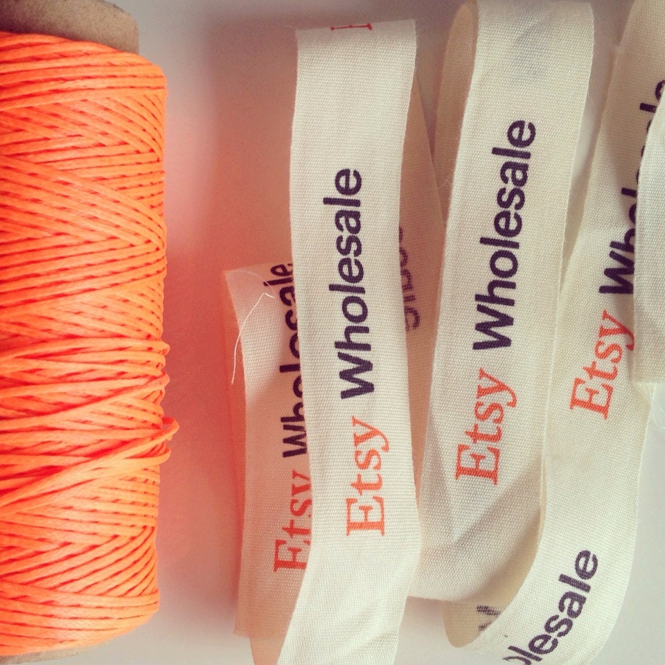 Custom printed woven ribbon cloth labels your logo on cream