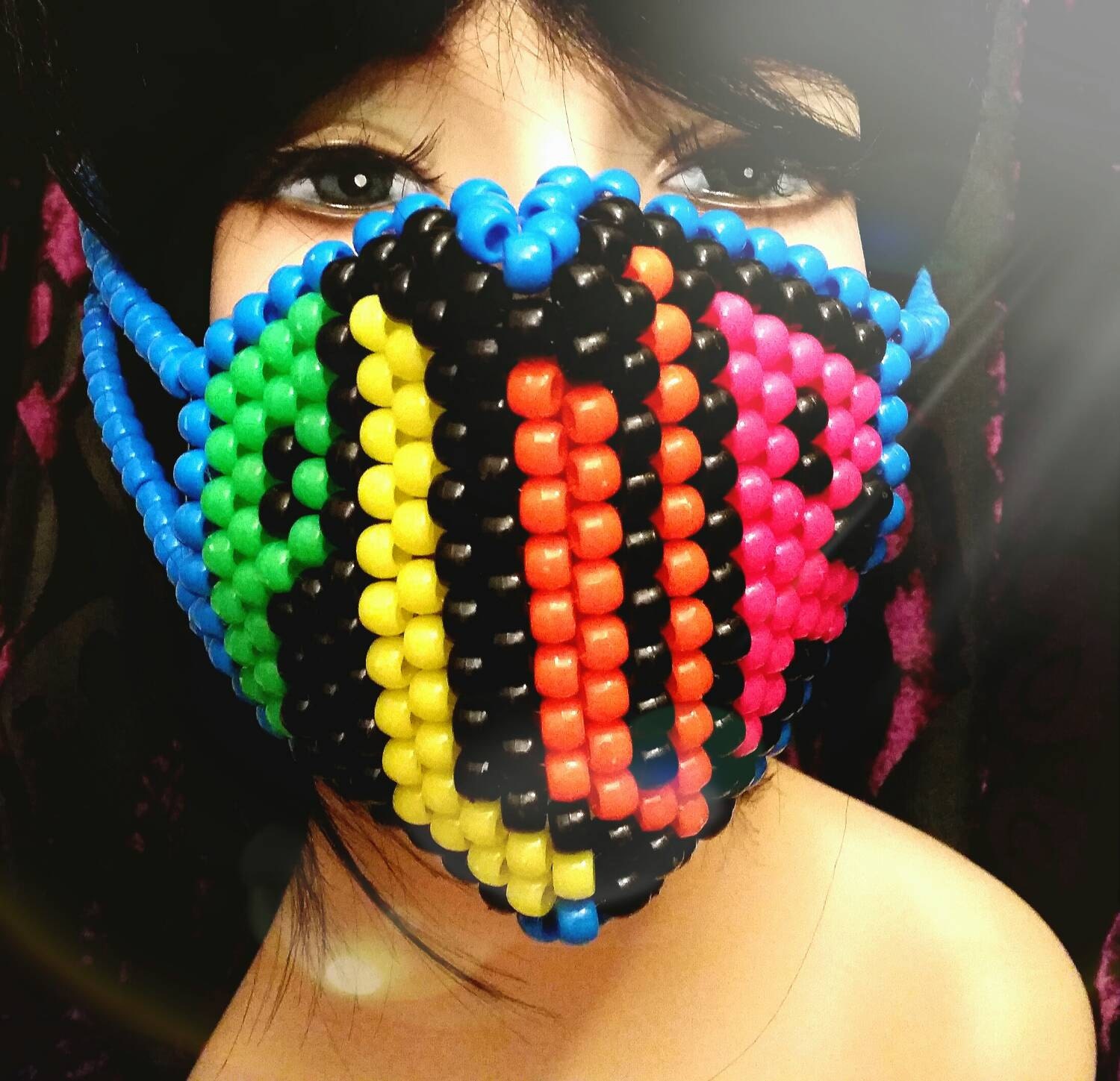 PLUR Kandi Mask Neon Surgical Mask Rave Mask Black and Blue