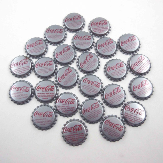 Vintage Red and Silver Coca Cola Bottle Caps Set of 25