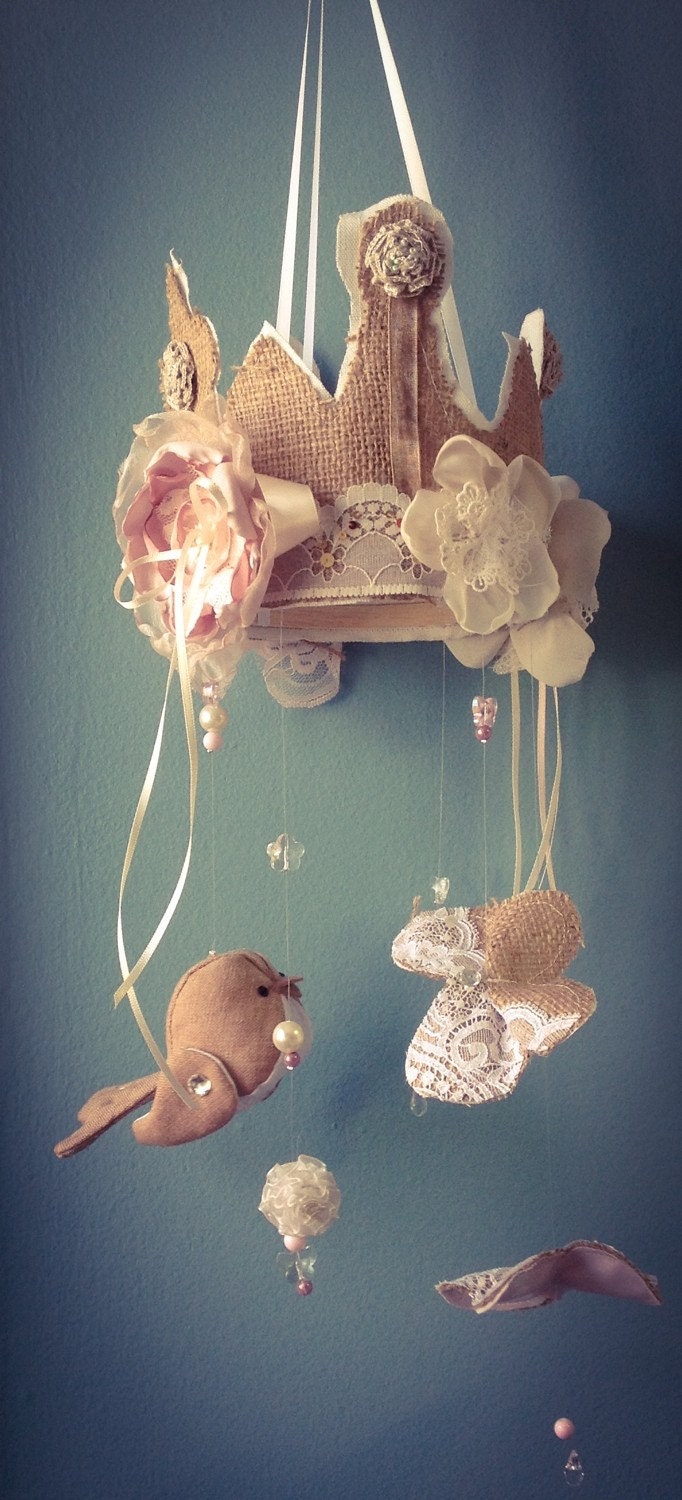 shabby chic princess crown baby mobile shabby chic princess crown baby mobile