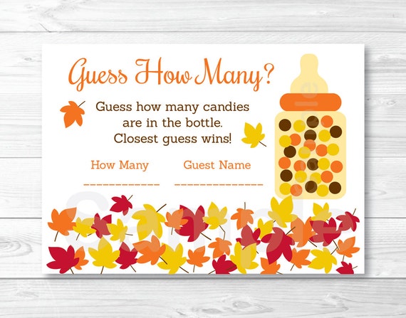 Fall Leaf Guess How Many Baby Shower Game / Fall Baby Shower / Autumn ...