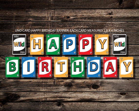 UNO Card Happy Birthday Banner Printable Digital by TraciBlehm