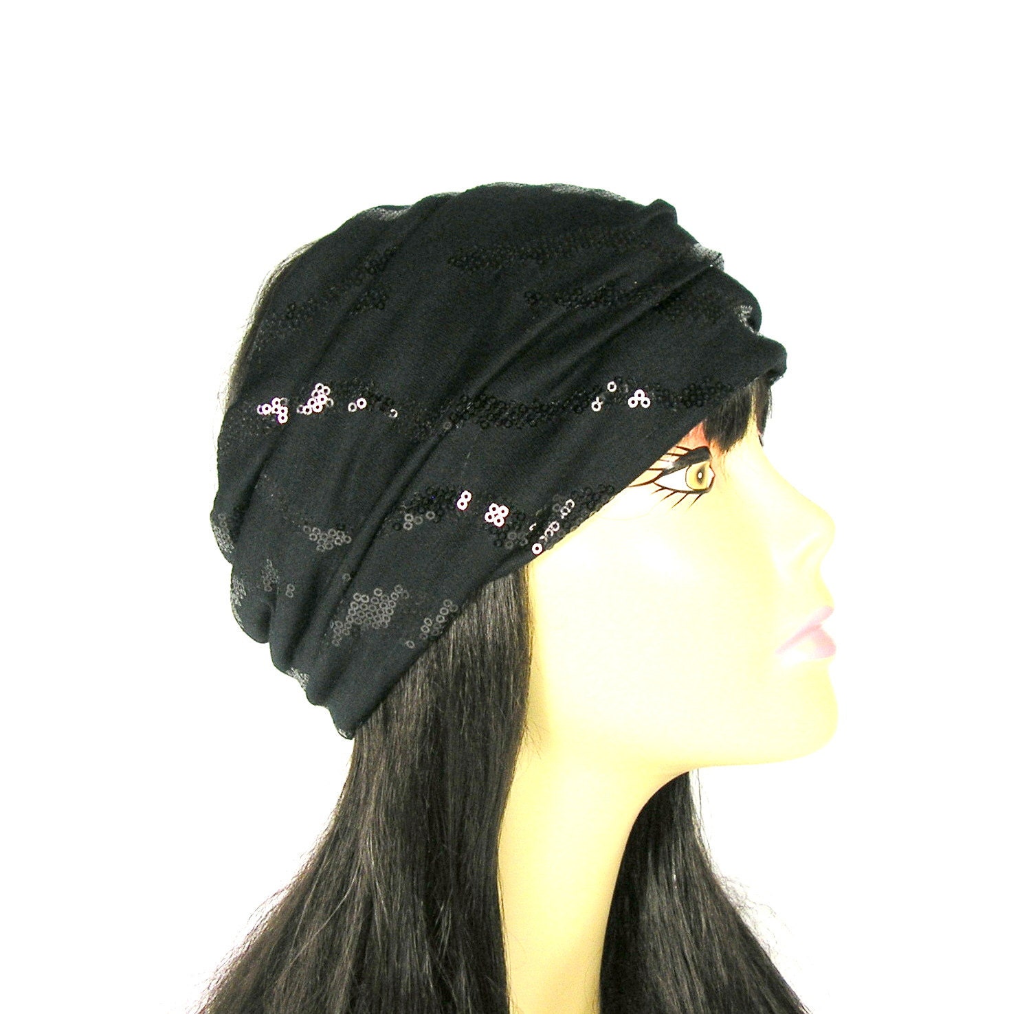 Black Sequin Head Wrap Black Sequin Headband Sequined Head