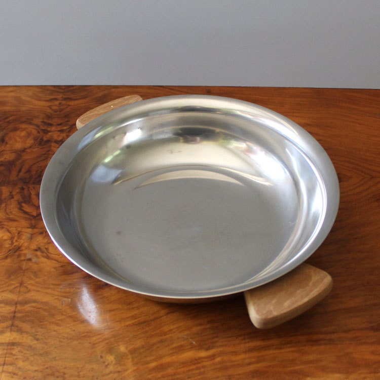 Vintage Danish modern Lundtofte stainless steel serving dish, Denmark
