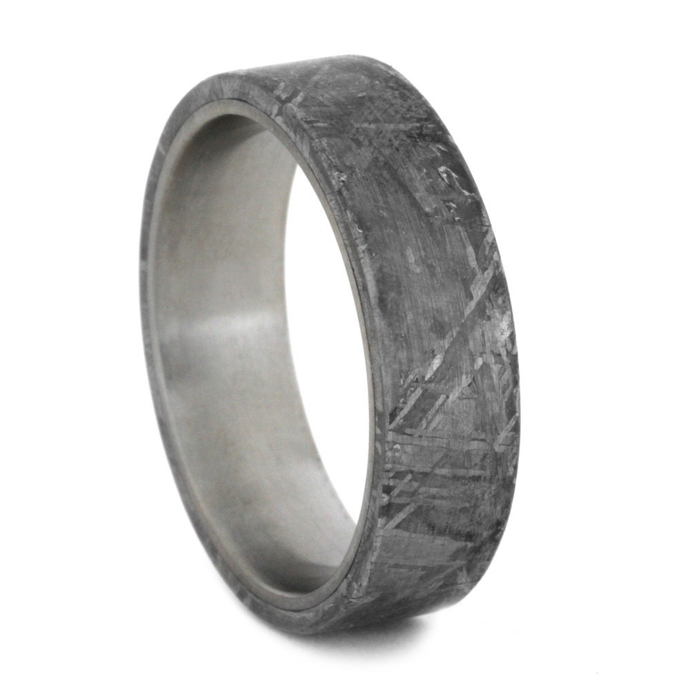 Titanium Ring with Gibeon Meteorite Overlay by jewelrybyjohan