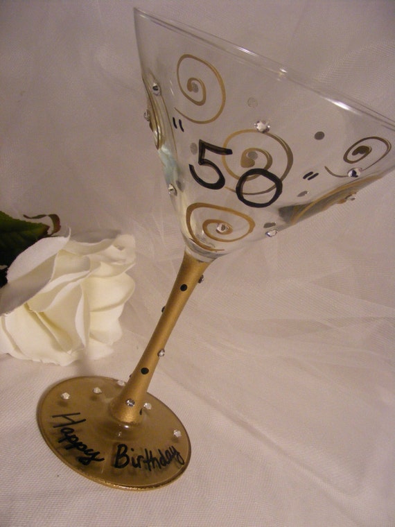 Birthday Martini Glass With Bling Perfect For Birthdays Or