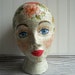 Mannequin Head mixed media Collage and handpainted Peony Rose French dictionary text Altered art Folk art