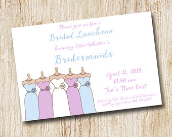 Bridesmaids luncheon invitation - Wedding Party - Digital file- Printable or PRINTED - bridesmaids dresses - bridal brunch - bridal luncheon