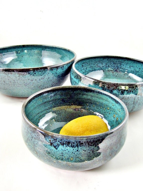 Wedding pottery gift bowl set purple and blue by Ningswonderworld