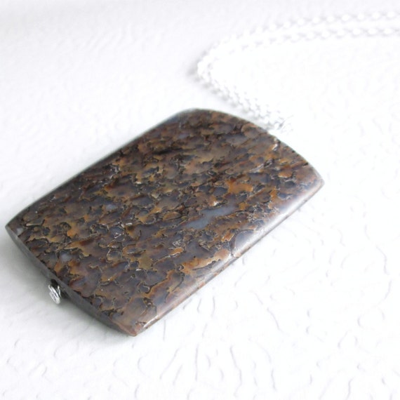 Dinosaur Bone Jewelry, Fossil Necklace, Brown Stone Pendant