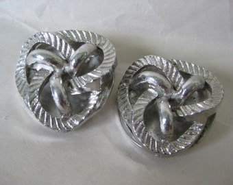 Silver Modern Earrings Clip Vintage