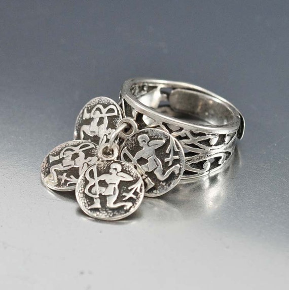 Silver Zodiac Ring, Charm Ring, Sagittarius Bow and Arrow Archer ...