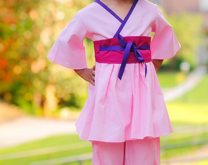 Princess Mulan Costume -Toddler Birthday Outfit - Little Girl Clothes - Pink Boutique Outfit - Pants and Top - Kimono - sizes 2t to 7 years