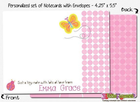 Butterfly Note Cards Set of Personalized Note Cards 4.25