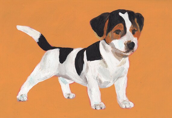 Welpenklein Hund original Acrylbild gemalt auf Mdf original