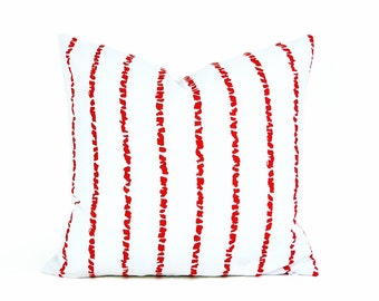 Red White Striped Pillows, Decorative Throw Pillow Covers, Red White Stripes, Unique Pillow Covers, Spring Home Decor 18x18