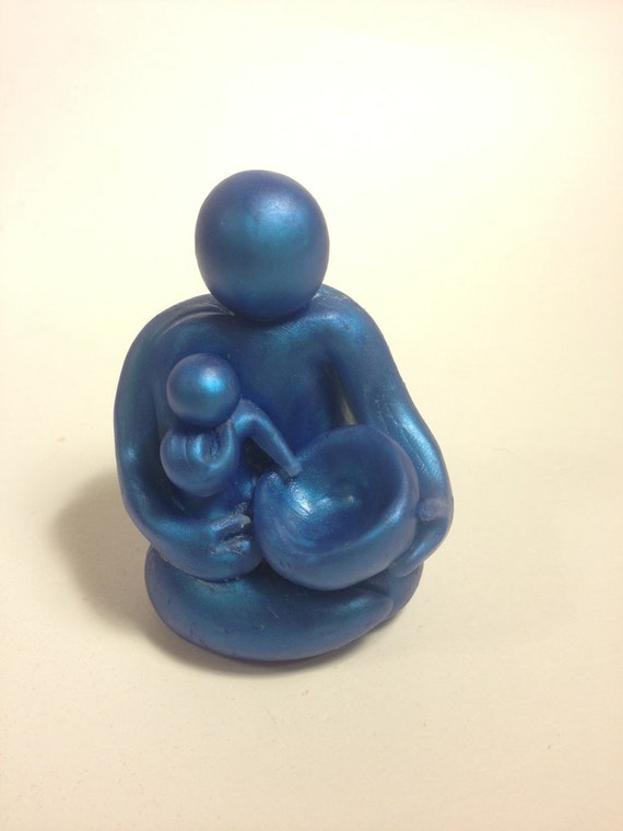 Attached Father, Papatoto, daddy and baby art sculpture (dad, attachment parent, mother blessing, midwife, doula, childbirth, figurine)