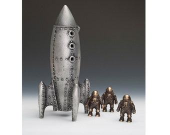 Moon Rocket Coin Bank with Spaceman