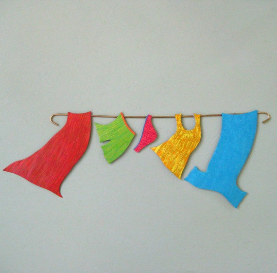 Clothesline Wall  Art  SALE  Laundry  Room  Decor  Recycled