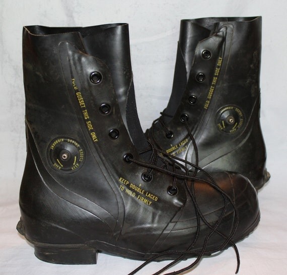 Vintage High Altitude US Air Force Rubber Boots 1982