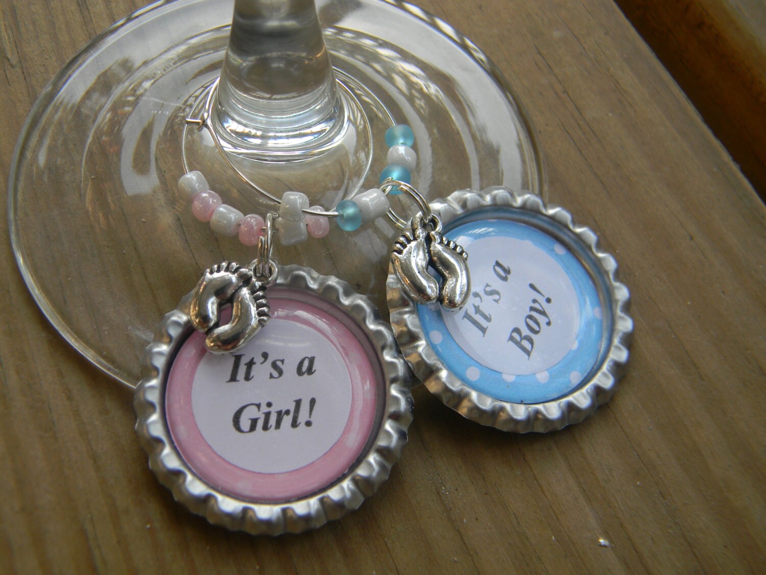 BABY wine water glass charms baby shower favor baby by PagesbyNat