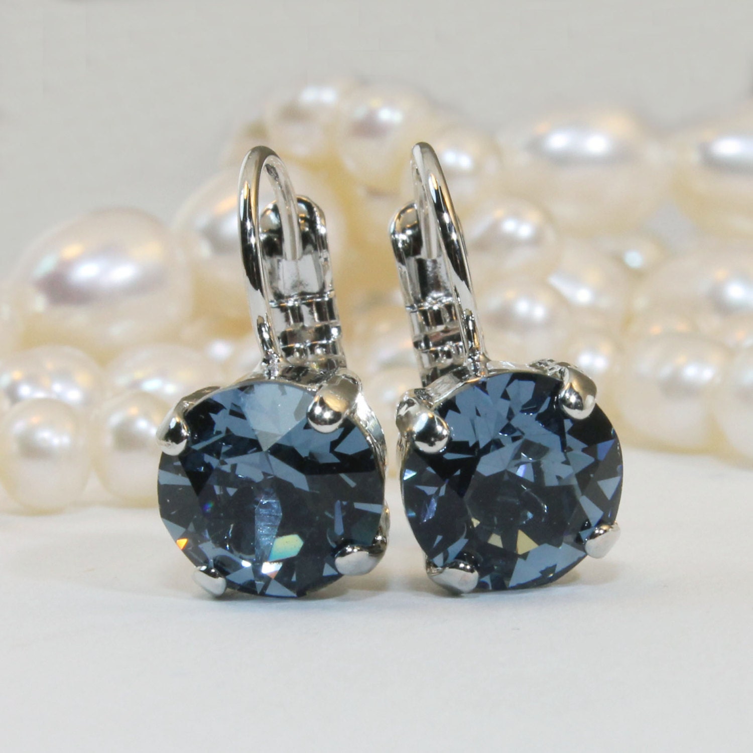 Navy Blue Earrings Navy Blue Swarovski Crystal Navy Single 5570