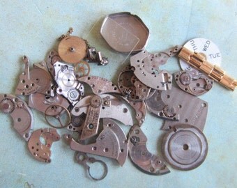 Vintage WATCH PARTS gears - Steampunk parts - r2 Listing is for all the watch parts seen in photos
