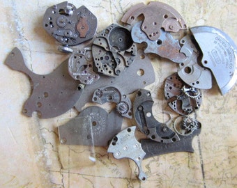 Vintage WATCH PARTS gears - Steampunk parts - v88 Listing is for all the watch parts seen in photos