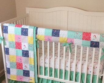 Mermaid Crib Bedding with Ruffles Made to Order