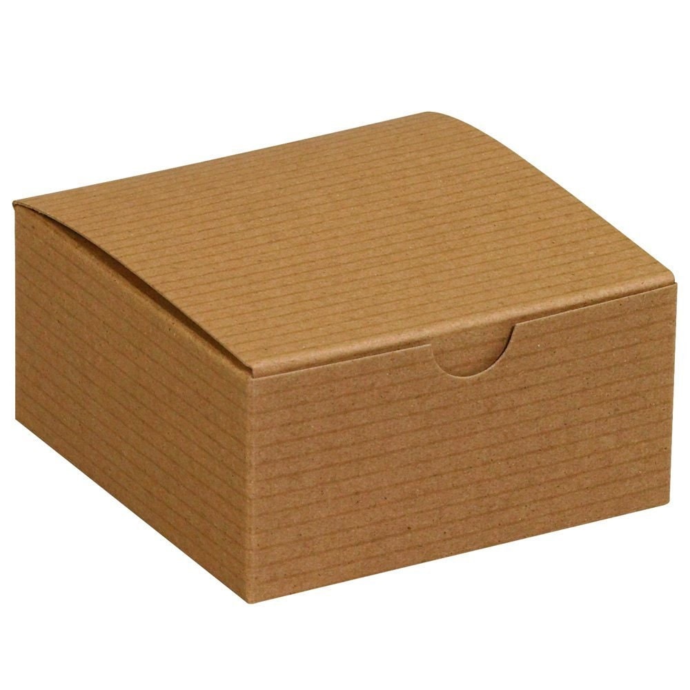 10 Kraft Pinstripe Gift Boxes . 4x4x2