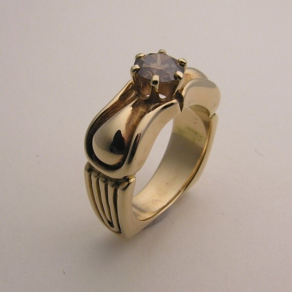 Tulip Design, Artisan Designer, Natural Brown Diamond, Engagement Ring ...