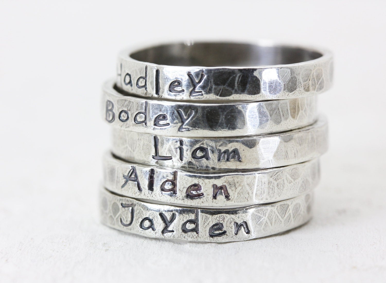 Personalized Stacking Rings Sterling Silver by ChristinaGuenther