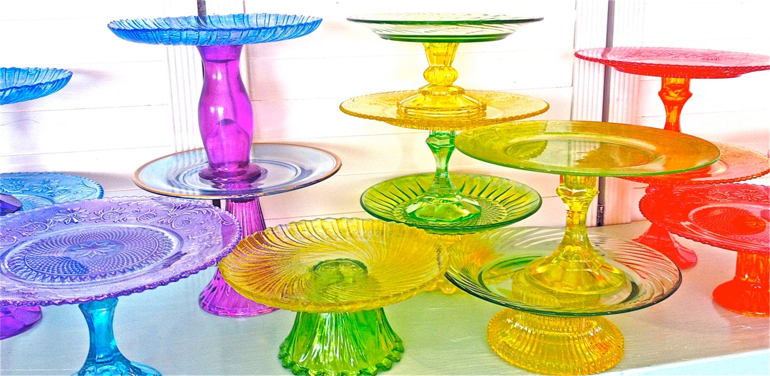 Cake standscake stand 8 inch glass cupcake standcolorful