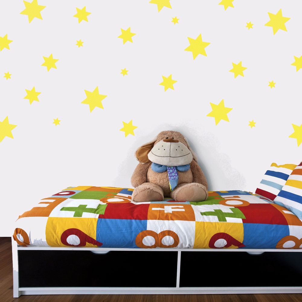 49 Yellow Stars Wall Decals Removable & Reusable Stickers