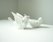 Vintage White Bird Figurines . Pair of China Birds .